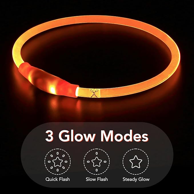 Colaseeme LED Dog Collar, Light Up Dog Collar 1 Count USB Rechargeable TPU Glow Safety Dog Necklace