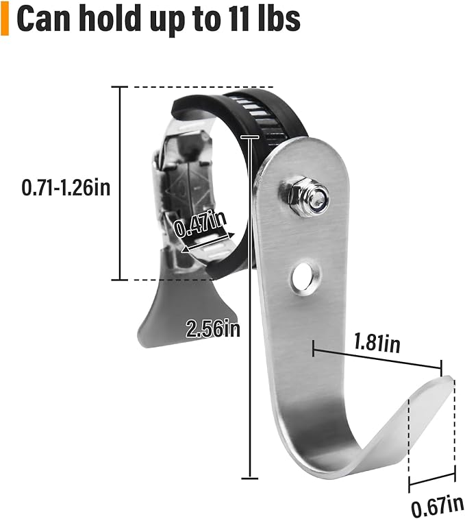 Tube Rod Hooks,Stainless Steel Adjustable J Hooks, for 0.71"-1.26" in (18-32mm) Inner Dia