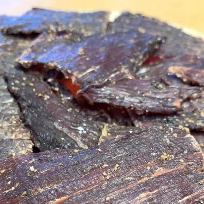 Old Fashioned Peppered Beef Jerky - No Frills Tough and Old Style Dry Beef Jerky - All Natural