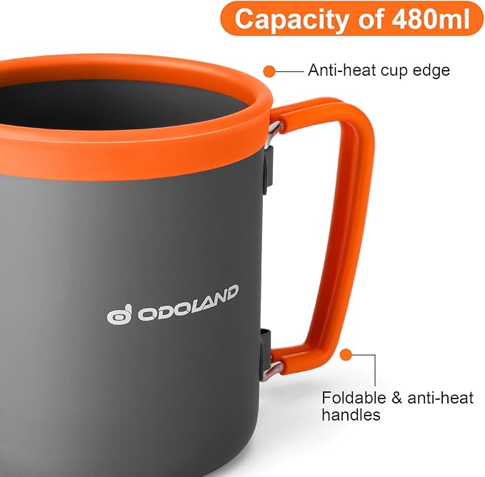 Odoland Camping Pots with Heat Exchanger Camping Cooking Set with Portable Camping Stove Camping