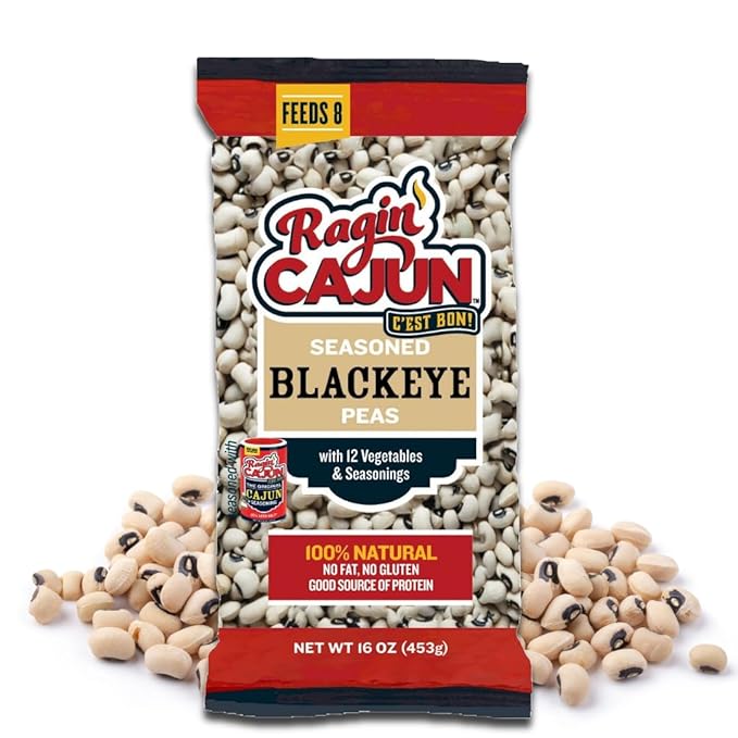 Ragin' Cajun Seasoned Blackeye Beans - 16 oz Pack, Fat-Free, Gluten-Free, Reduced Sodium