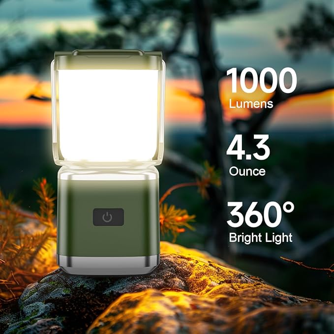 LED Camping Lantern, High Lumens Camping Light Rechargeable with 4 Light Modes, Waterproof, Camping