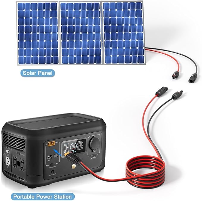 10AWG Solar to XT60 Charing Cable Solar Panel Extension Cable for Portable Power Station River 600