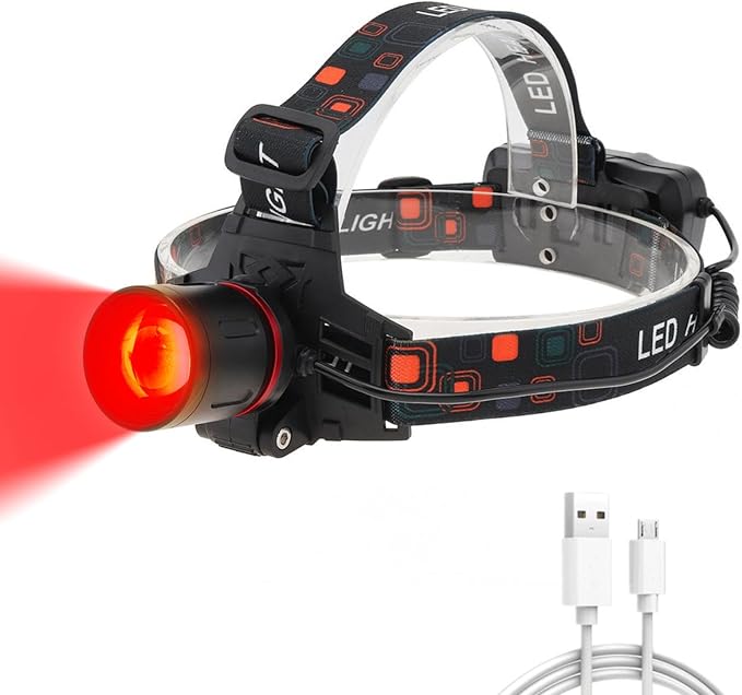 WINDFIRE Red Light Headlamp, Rechargeable Red Hunting Lights Headlight with 3 Lighting Modes