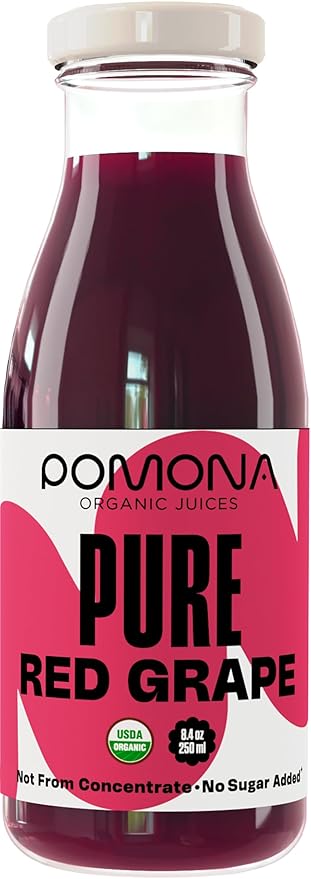 Pomona Organic Juices Pure Grape Juice, 8.4 Ounce Bottle (Pack of 12), Cold Pressed Organic Juice