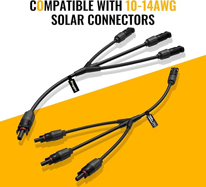 BougeRV Solar Y Branch Connectors Solar Panel Parallel Connectors 1 to 3 Solar Cable Wire Plug Tool