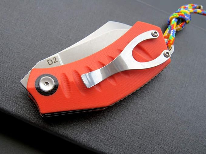 Eafengrow EF85 Folding Knife with Clip Stone Wash D2 Steel Blade G10 Handle Pocket Knife Ball
