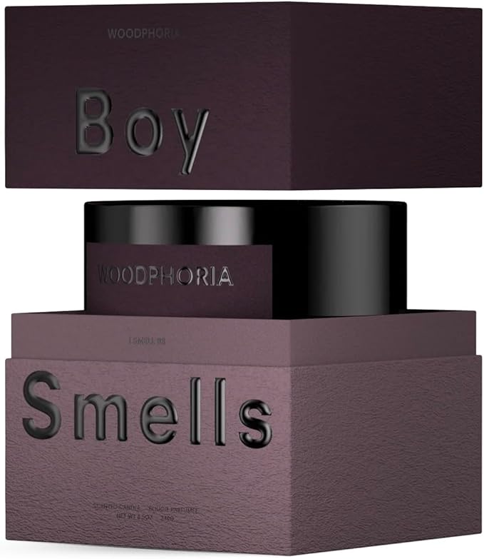 Boy Smells - Woodphoria Scented Candles for Men and Women - 8.5 oz - Soy, Coconut Wax Candle Blend