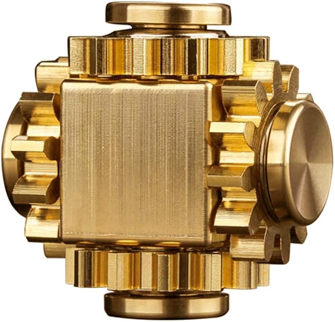 Pure Brass Cube Gears Linkage Anti-Anxiety Fidget Spinner Toy,Metal DIY EDC Meditation Break Bad