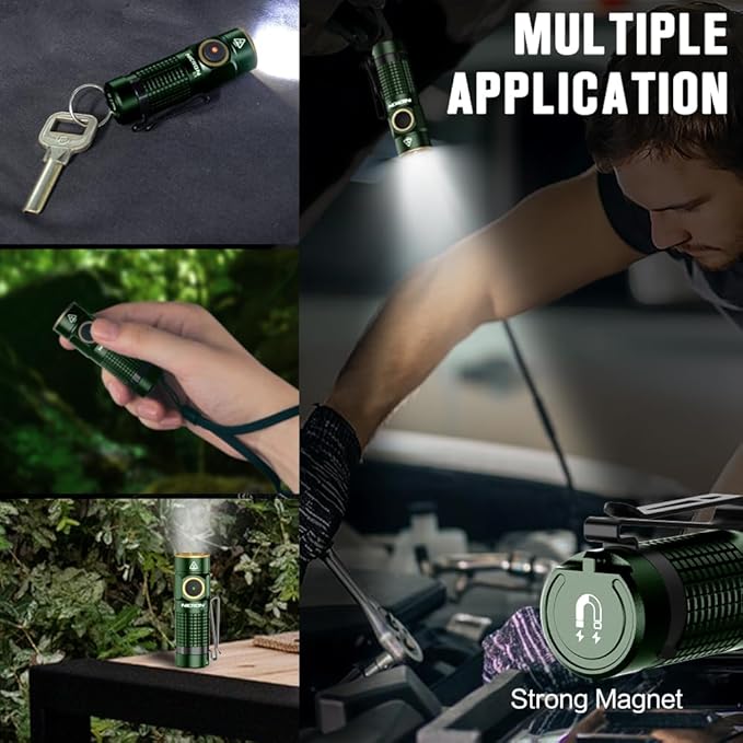 NICRON C1 EDC Flashlight Rechargeable, 1200 High Lumens Type C Charging Pocket Light with Tail
