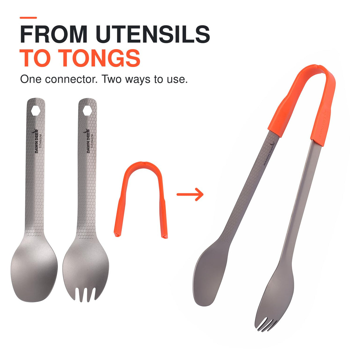 DAWN DEER 3-in-1 Titanium Camping Spoon and Spork Set, 6.3-Inch