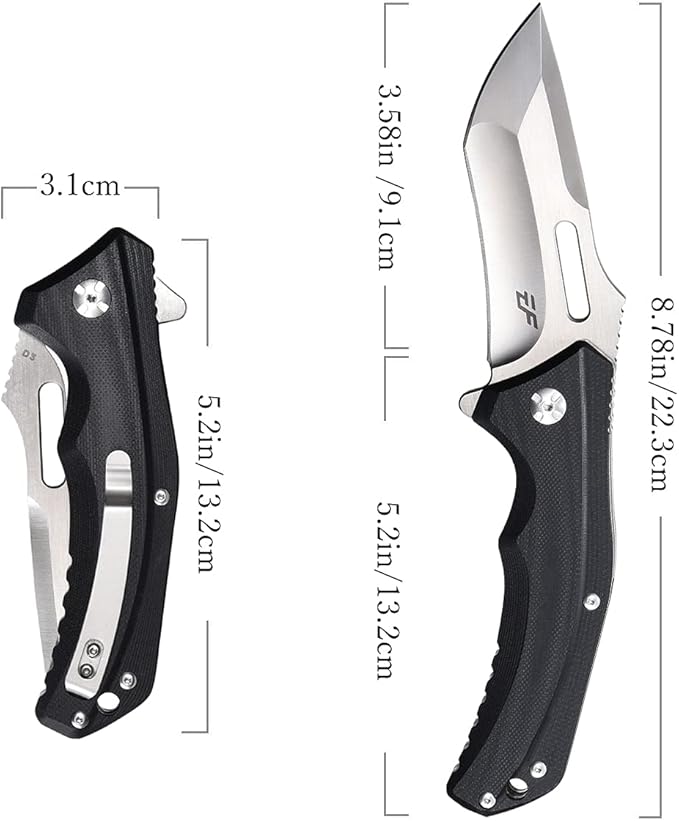 Eafengrow EF908 Pocket Knife Sanding Finished D2 Steel Blade G10 Handle Pocket Clip and Liner Lock