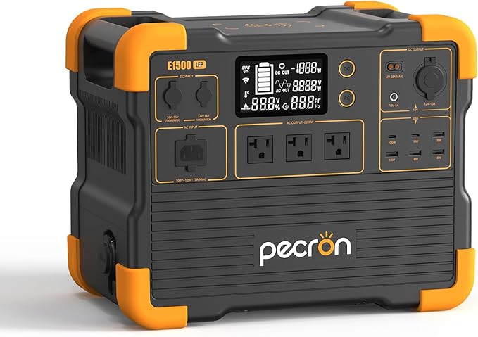 pecron Portable Power Station, E1500LFP Solar Generator 1536Wh, 2200W LiFePO4 Battery Backup, Fast