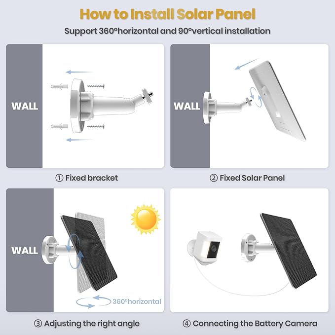 FlexSolar 2 Pack 6W Solar Panel for Security Camera Outdoor, 5V USB Solar Charger Compatible with