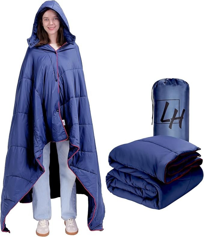Outdoor Puffy Camping Blanket, Lightweight Down Alternative Puffy Waterproof Stadium Blanket with