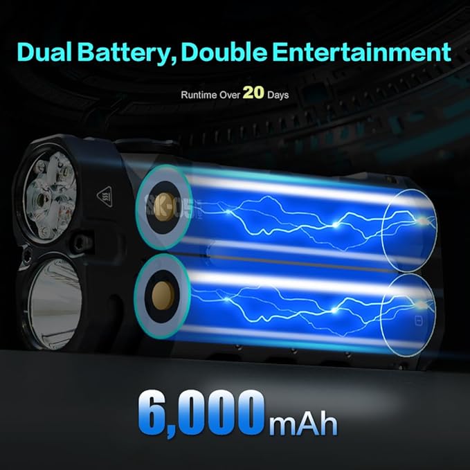 SK05 2850 LM Rechargeable Flashlight with 6000mAh Power Bank, IP68 Waterproof EDC Flashlight