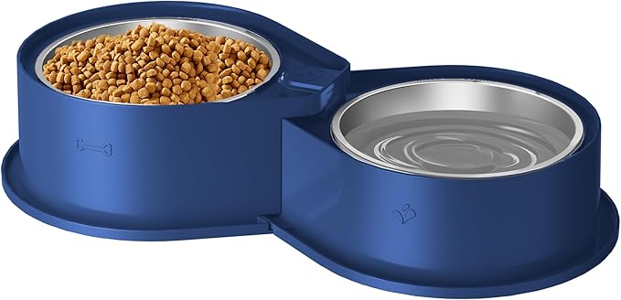 Stainless Steel Dog Bowl Set, 304 Metal Dual Food & Water Bowls for Dogs & Cats, Large Capacity Pet