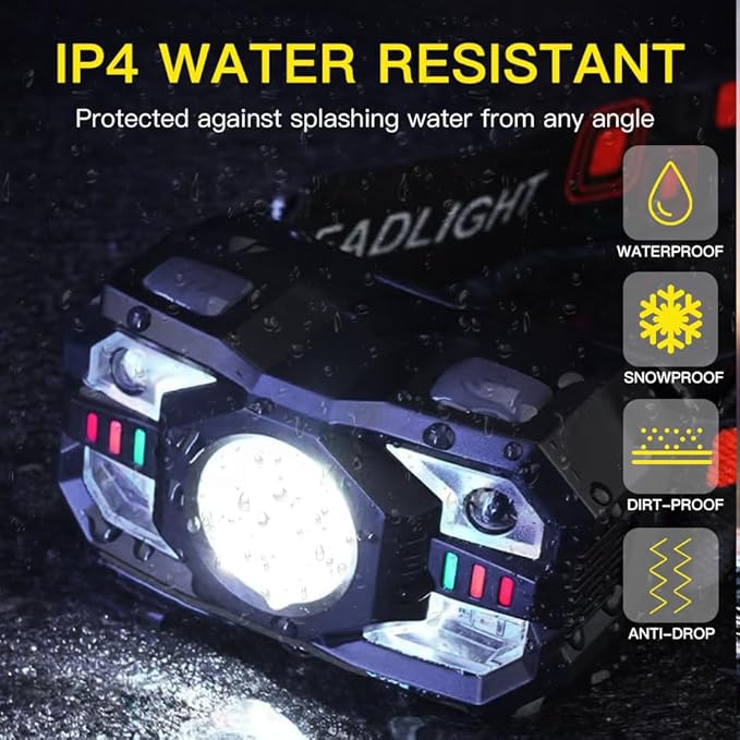 KunHe 10 Pack Headlamp Flashlight Head Lamps led Rechargeable Headlight Motion Sensor Head Lamp 10