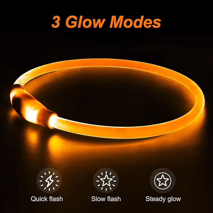 Light Up Dog Collar, Dlitk Rechargeable Cuttable LED Dog Collars, Pet Safety Light at Night Walking