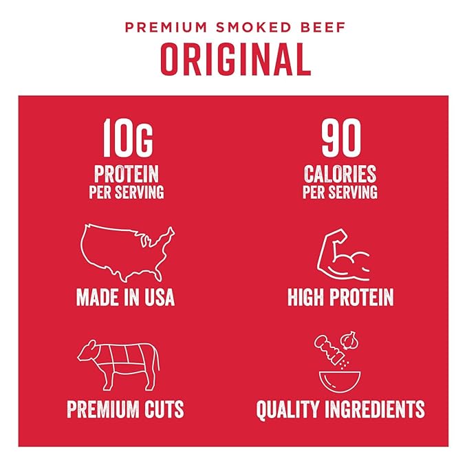Chef's Cut Beef Jerky, Original, High Protein Meat Snack, 10g of Protein and 90 Calories, Gluten