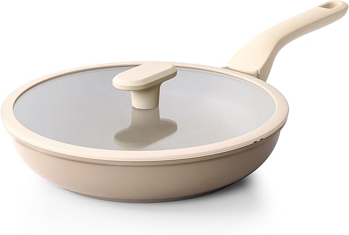 PRICUSIS Nonstick Frying Pan with Lid, Healthy Skillet, Egg Pan Nonstick Omelet Pan Chef's Pan