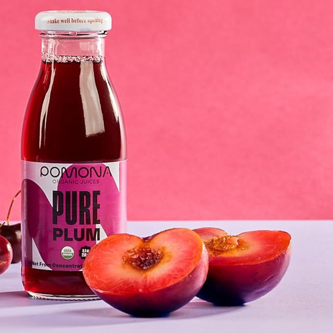 Pomona Organic Plum Juice (Pack of 12), Cold Pressed USDA Organic Juices, 100% Plums, No Added