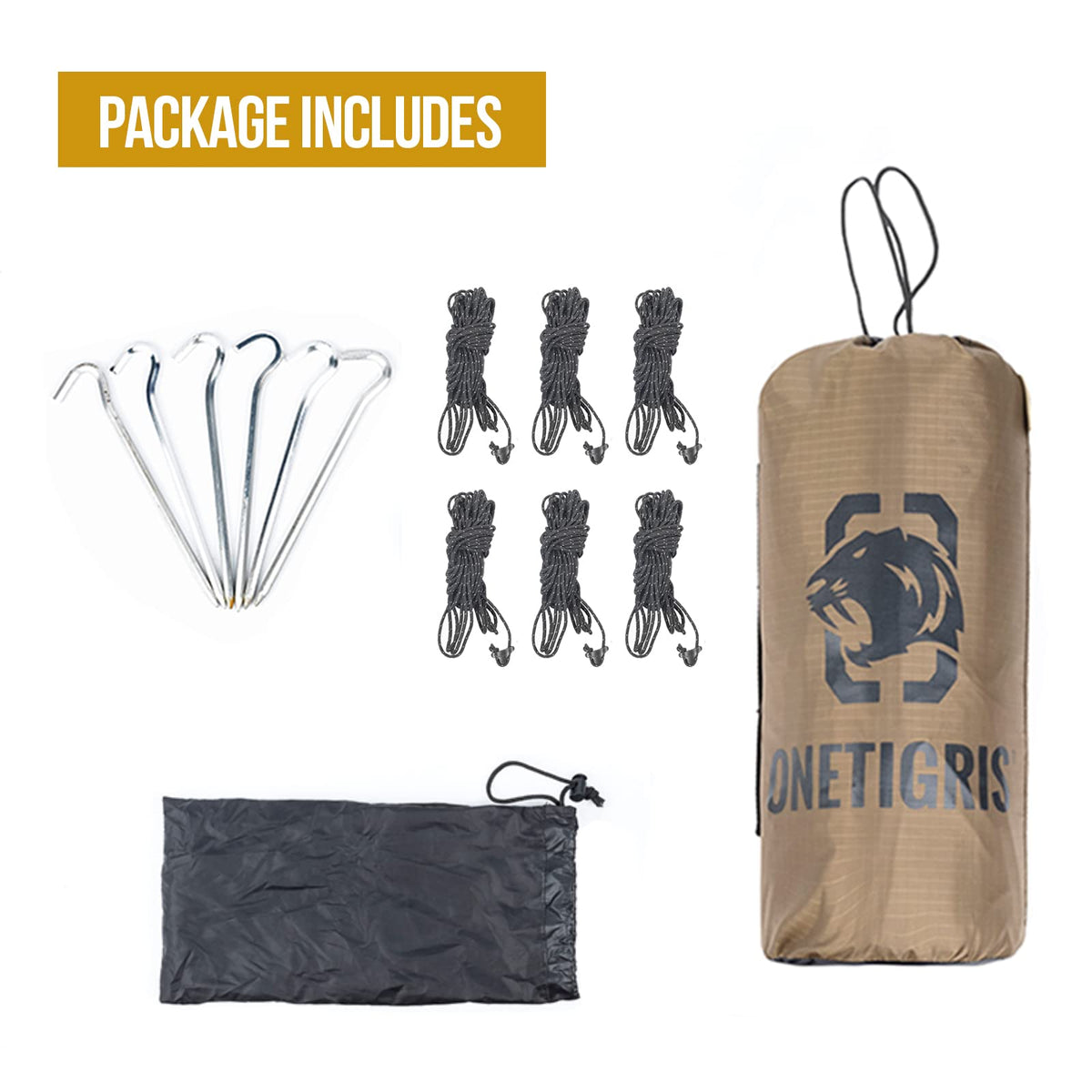 ONETIGRIS Camping Tarp - 12.8ft, 9.5ft, Large - product view 6
