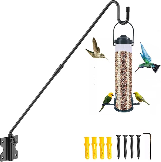 Wall Mount Heavy Duty Deck Hook-28 Inch Extended Reach Plant Hangers Outdoor -Bird Feeder Hanger