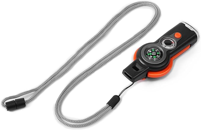Emergency Survival Function Whistle, Outdoor Multifunctional Tool Safety Whistle with Lanyard