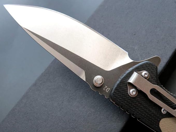 Eafengrow EF67 Pocket Knife with Metal Clip,D2 Steel Blade G10 Handle EDC folding knife Tool Liner