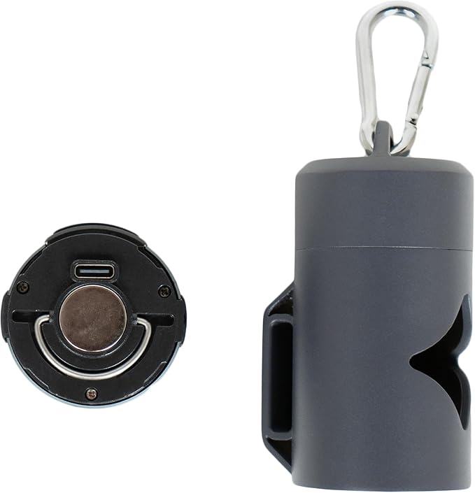 Lumi Dog Waste Bag Holder with LED Flashlight, Hands-Free Dog Walking Accessory with Carabiner Clip