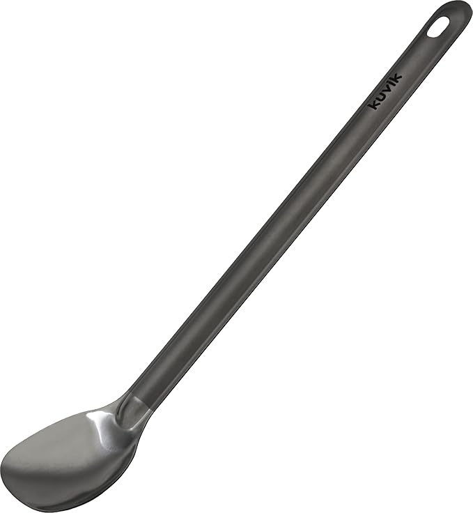 Kuvik Titanium Long Handle Spoon/Spork 2-Pack - Ultralight and Compact for Camping and Hiking