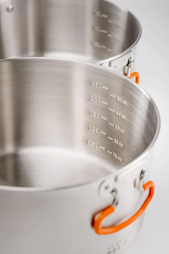 GSI Outdoors Glacier Stainless Steel Base Camper - Large - 3 Pieces Cookset - Compact, & Durable