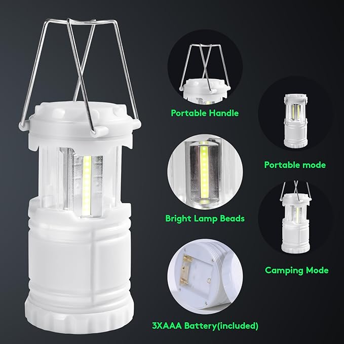 KUNHE LED 20 Pack Glow-in-The-Dark Camping Lanterns Battery Powered (Includes 60 AA Alkaline