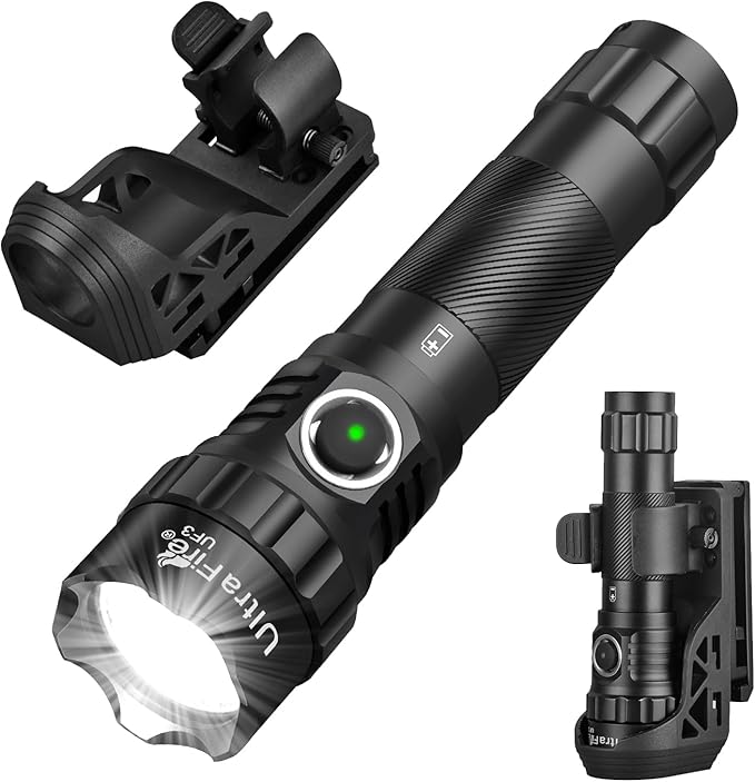 ULTRAFIRE Tactical Flashlight with Holster, 1200 High Lumen Police Flashlight with Holster for Duty