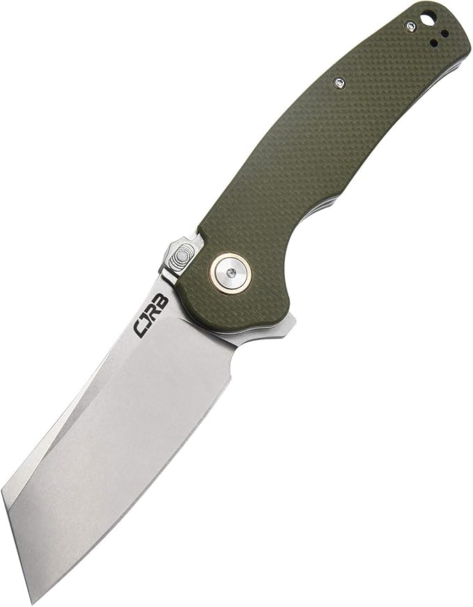 CJRB Crag Tactical Knife, Cleaver Pocket Folding Knife with Stonewash AR-RPM9 Steel Blade and G10
