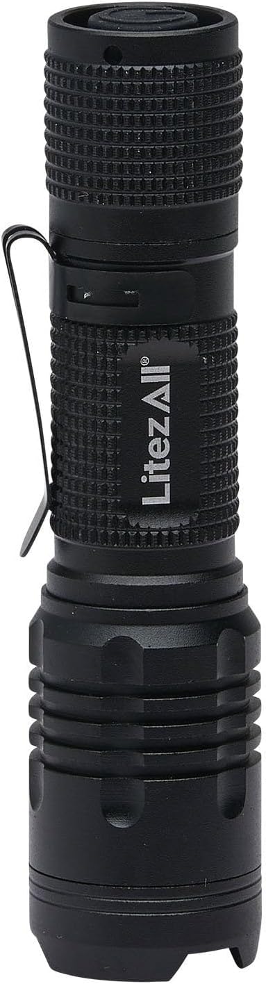 LitezAll 400 Lumen Tactical Flashlight, Compact LED Flashlight with Pocket Clip, Aerospace Aluminum