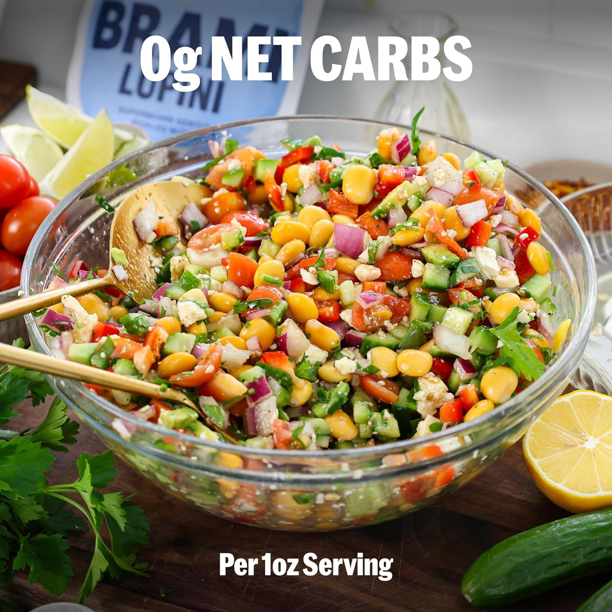 BRAMI Lupini Beans Snacks – Sardinian Sea Salt, Mediterranean Protein Snack, 0g Net Carbs, Vegan &