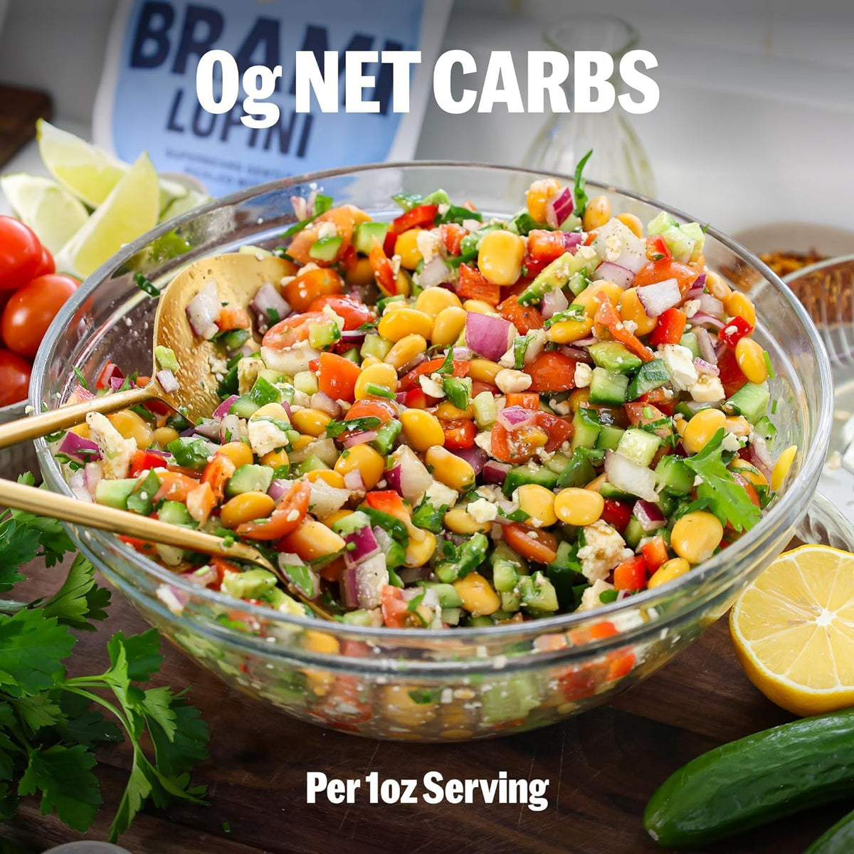 BRAMI Lupini Beans Snacks – Mediterranean Medley, Mediterranean Protein Snack, 0g Net Carbs, Vegan