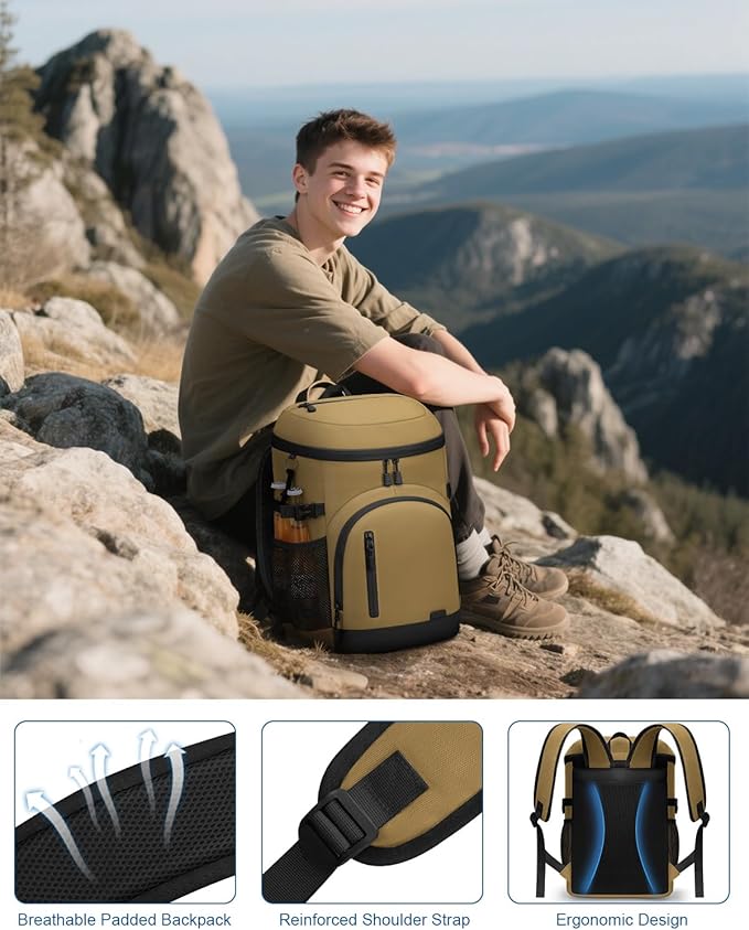 Cooler Backpack Insulated Waterproof,30 Cans Backpack Coolers Leakproof Lunch Backpack for Men