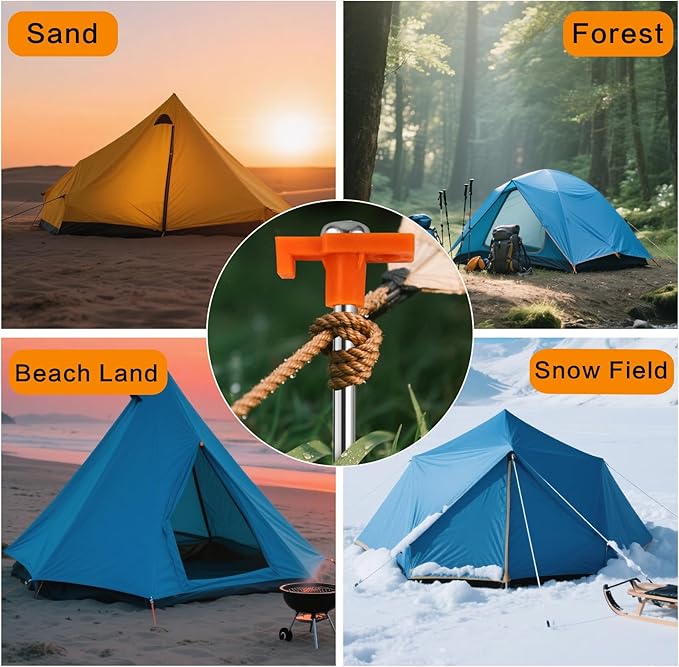 10 Pack Tent Stakes - 9.75 Inch Galvanized Non-Rust Ground Stakes Heavy Duty Canopy Anchors Metal