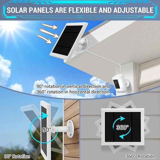 3 Pack - Solar Panel for Ring Camera, Compatible with Ring Spotlight Cam Plus/Pro(Battery) & Rings