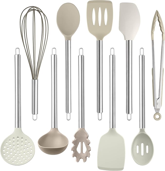 COOK WITH COLOR Silicone Cooking Utensils, Kitchen Utensil Set, Easy to Clean Silicone Kitchen