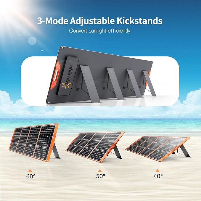 200 Watt Portable Solar Panel for Power Station Generator, 19.8V IP65 Waterproof 4 Kickstands