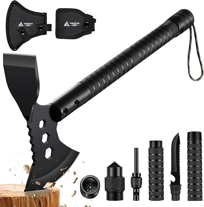 Freelander Tactical Axe 2 Pack, Sharp Tomahawk with Sheath, Portable Tomahawk with Clip and Bottle