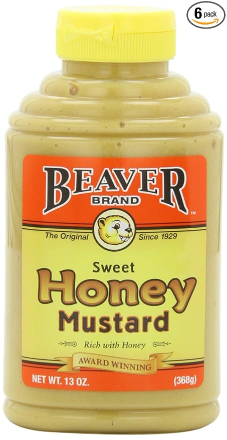 Beaver Sweet Honey Mustard, 13 Ounce Squeeze Bottle (Pack of 6)