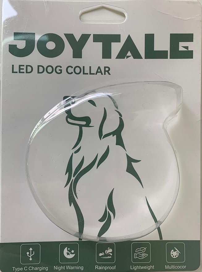Joytale Light Up Dog Collar, Rainproof and Rechargeable LED, 9 Flashing Modes, Glow for Night