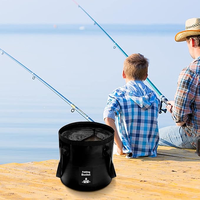 Collapsible Bucket with Handle, Lightweight Folding Water Container, Portable Collapsible Bucket