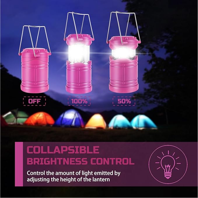 Lichamp LED Camping Lantern, 4 Pack Battery Powered Flashlight for Power Outages, Portable