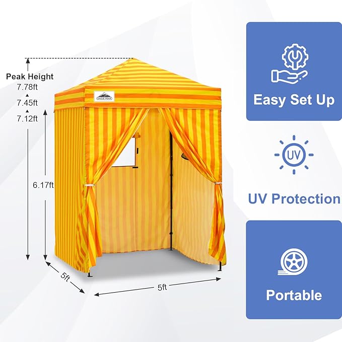 EAGLE PEAK Flex Ultra Compact 5x5 Pop-up Canopy, Sun Shelter, Changing Room, Portable Privacy Tent
